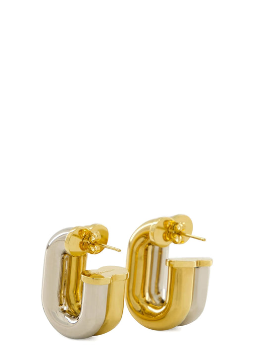 Earrings by Paco Rabanne for women in calfskin leather multicolor showcases a enchanting silhouette, artfully incorporating the intricate seen in the Pivot Women's Aluminum Mesh Earrings.