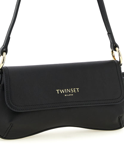 Twinset Black Leather Shoulder Bag