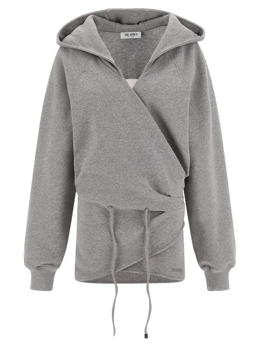 The Attico Women's V Neck &Hooded Cotton Dress - Gray