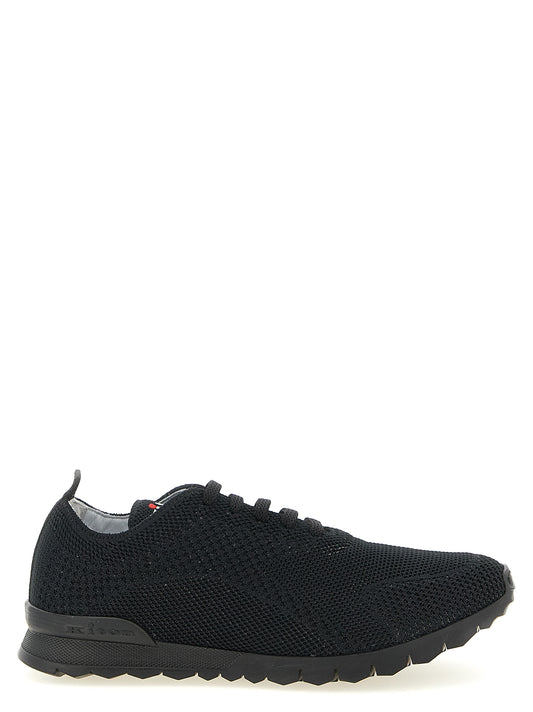 Athletic Sneakers by Kiton for men in stretch cotton black & signature features an exquisite silhouette, showcasing the premium athletic style of the Men's Athletic Stretch Cotton Sneakers with an exquisite finish.