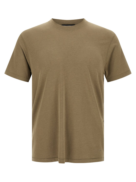 T-Shirt by Tom Ford for men in lyocell & cotton bicolour & green showcases a chic silhouette, artfully detailed with a chic crew neckline and short-sleeve for a chic finish.