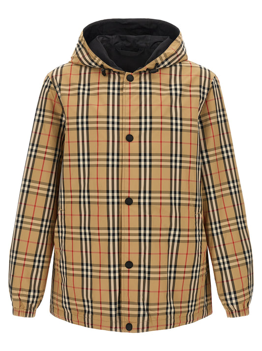 Hooded Windbreaker Jacket by Burberry for men in nylon & silicone multicolor showcases a urban chic silhouette, detailed with a urban chic hooded neckline and functional pockets, hooded & windproof for a polished finish.