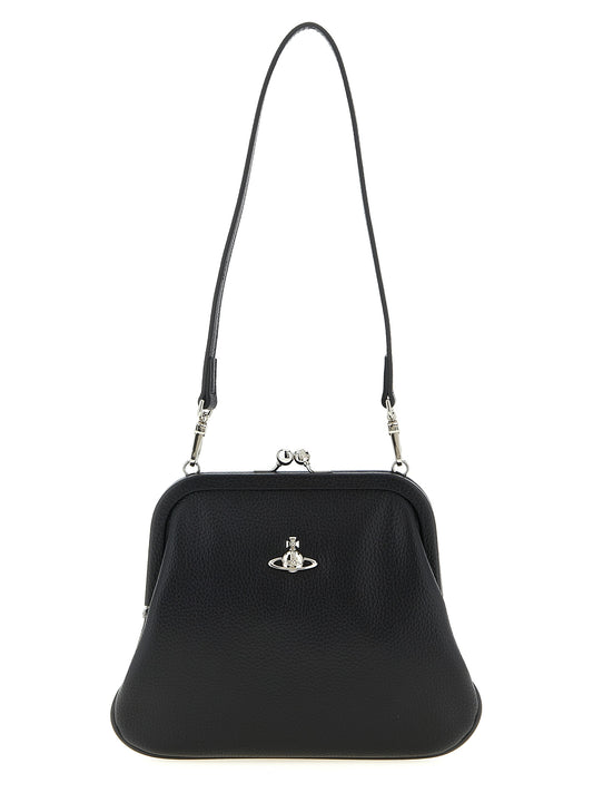 Clutch Handbag by Vivienne Westwood for women in polyethylene & polyurethane black features a sculptural silhouette with a secure snap, organized , and versatile handle for a sculptural finish.