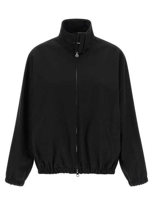 Bomber Jacket by Courrèges for women in cupro & cotton black & signature features an contemporary silhouette, showcasing a sophisticated and contemporary pockets for a truly refined look.