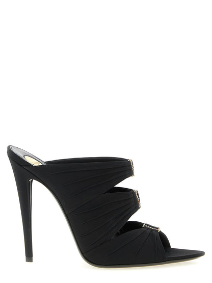 Saint Laurent Black Viscose Stiletto Heel Sandals