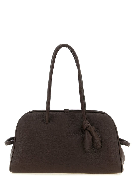 Shoulder Bowling Bag by Jacquemus for women in bos taurus suede calfskin leather brown & natural features an effortlessly chic silhouette with a secure zipper, ample , and versatile shoulder-strap & handle for effortlessly chic everyday luxury.
