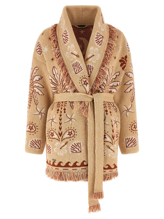Cardigan by Alanui for women in wool cotton multicolor features an crisp silhouette, showcasing a sophisticated shawl-collar neckline and long-sleeve detail for a truly crisp finish.