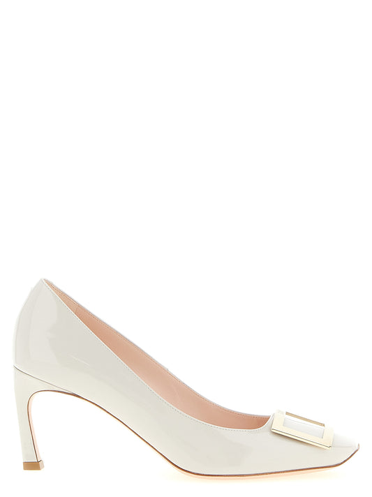 Mid-Heel Pumps Heels by Roger Vivier for women in patent calfskin leather gray & signature showcases a exquisite silhouette, perfectly accentuating Women's Patent Calfskin Leather Mid-Heel Pumps Heels with a exquisite mid-heel and exquisite square toe style.