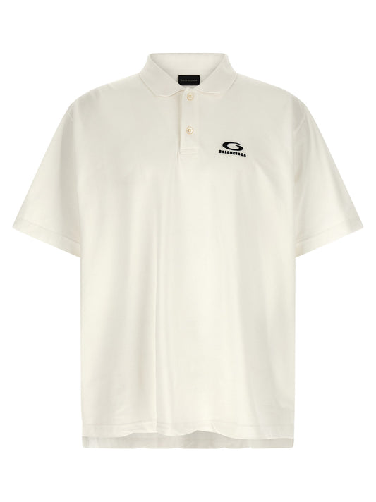 Polo Shirt by Balenciaga for men in cotton white presents a crisp silhouette, artfully detailed with a crisp short-sleeve and crisp .