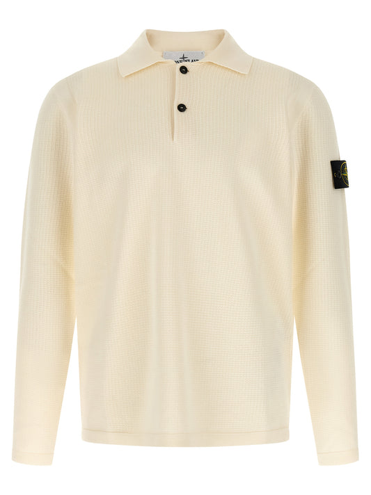 Polo Shirt by Stone Island for men in organic cotton beige & signature presents a crisp silhouette, artfully detailed with a crisp and crisp .