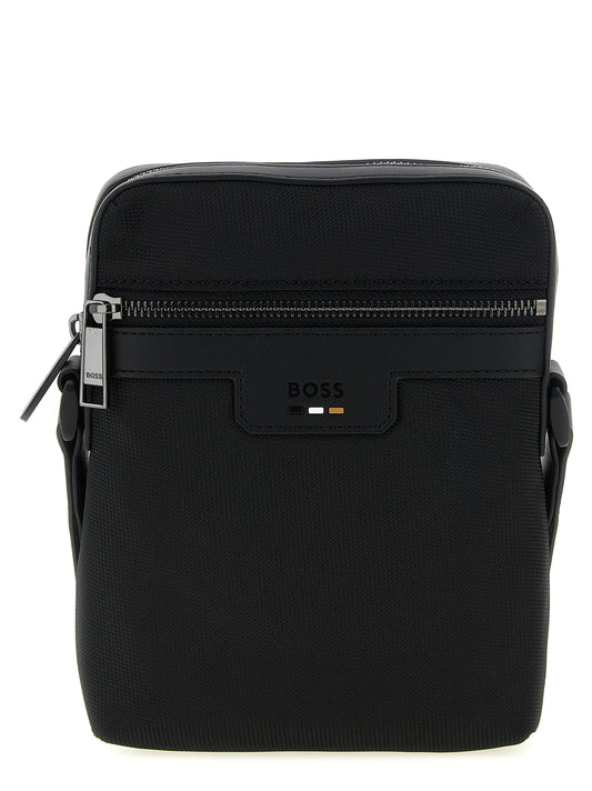 Crossbody Messenger Bag by Hugo Boss for men in polyester patent leather black & signature presents a on trend Ray Polyester Patent Leather Crossbody Messenger Bag design, featuring a secure zipper, ample , and on trend crossbody-strap, shoulder-strap & adjustable-strap for a on trend finish.