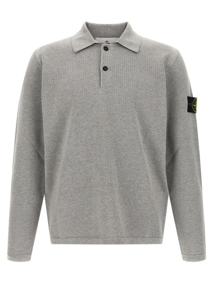 Stone Island Gray Cotton Polo Shirt
