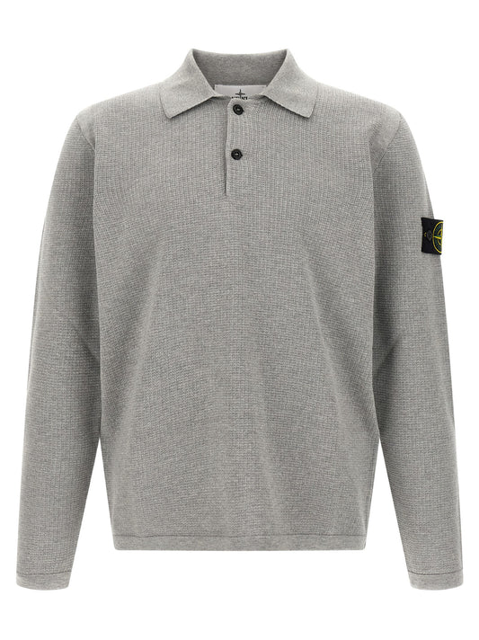 Stone Island Gray Cotton Polo Shirt