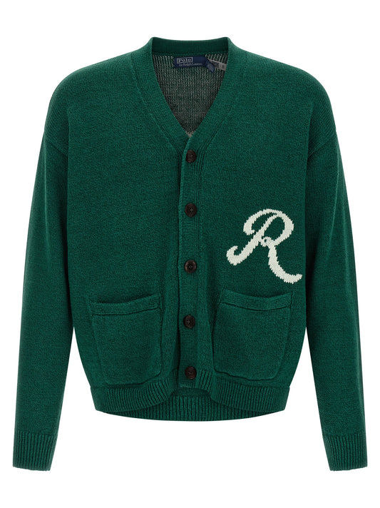 Cardigan by Polo Ralph Lauren for men in linen & cotton bicolour & green features a nuanced silhouette with a refined v-neck neckline and nuanced detailing for a sophisticated look.