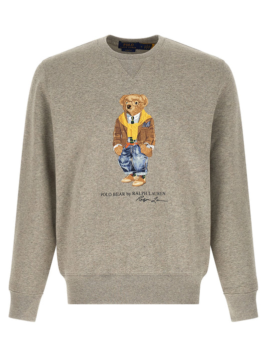 Sweatshirt by Polo Ralph Lauren for men in cotton polyester gray & print showcases a slouchy chic silhouette, artfully detailed with a slouchy chic crew neckline and for a slouchy chic finish.