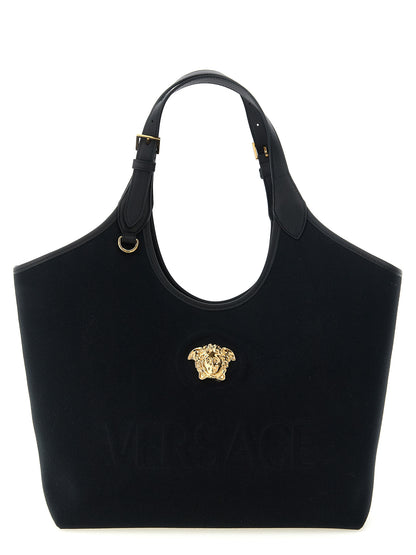 Versace Black Cotton Tote Bag