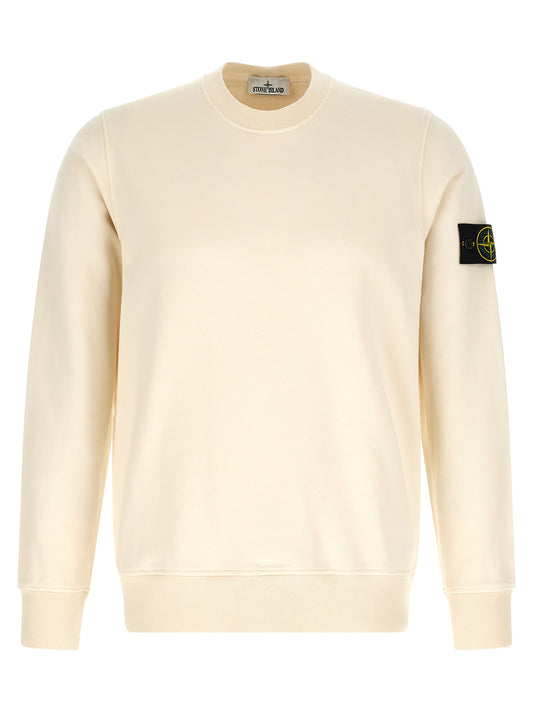 Sweatshirt by Stone Island for men in organic cotton beige features an magnificent silhouette, showcasing a sophisticated crew neckline and detail for a truly magnificent finish.