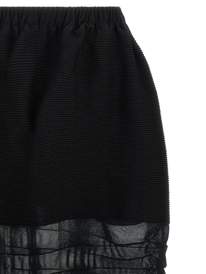 Issey Miyake Black Polyester Midi Skirt