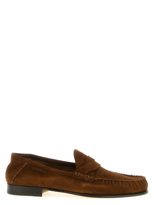 Loafer Slip-On Shoes by Tom Ford for men in suede leather brown features an dynamic silhouette from the Men's Suede Leather Loafer Slip-On Shoes collection, defined by a dynamic and for a dynamic look.