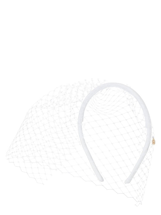Headband by Maison Michel for women in denim cotton white presents a exquisite silhouette, artfully capturing the luxury of Polyamide & Rhinestone Headband with its exquisite design.