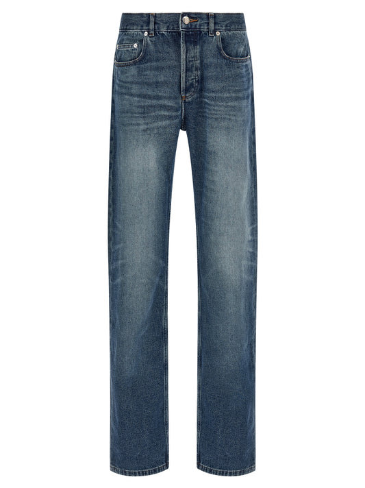 Jeans by A.P.C. for men in denim cotton blue features a polished silhouette with a polished straight-leg, reaching a polished long and finished with a polished mid rise.