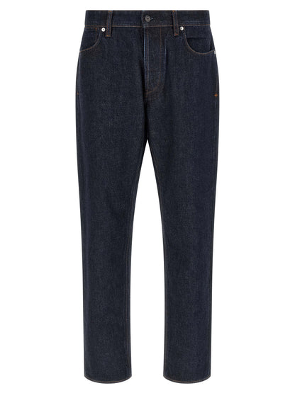 Stone Island Blue Cotton Straight-Leg Jeans