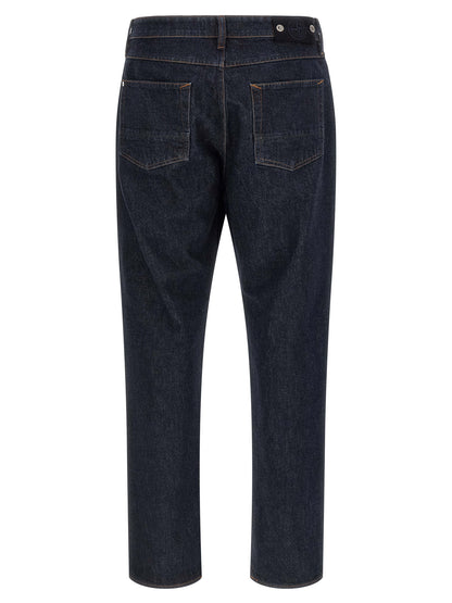Stone Island Blue Cotton Straight-Leg Jeans