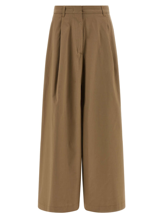 Skirt by THELATEST for women in stretch cotton brown features an tailored silhouette, artfully capturing the essence of Women's Flared Stretch Cotton Skirt in a sophisticated mini.