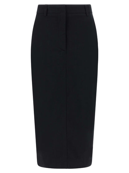 THELATEST Black Cotton Midi Skirt