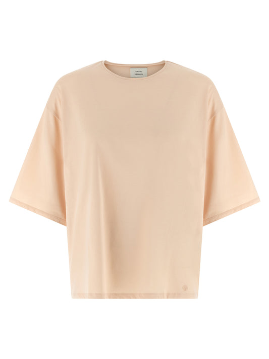 T-Shirt by Loulou De Saison for women in cotton multicolor & pink showcases a chic silhouette, artfully detailed with a chic crew neckline and short-sleeve for a chic finish.