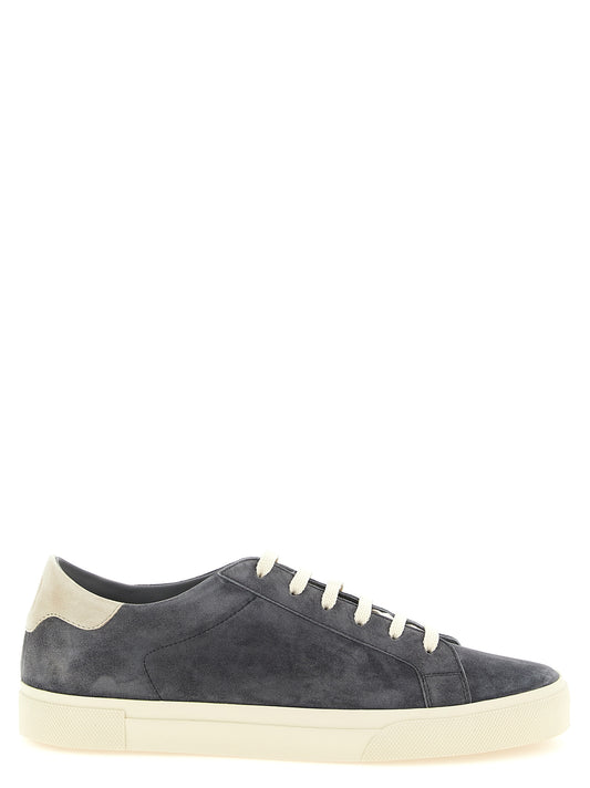 Sneakers by Brunello Cucinelli for men in suede calfskin leather gray features an versatile design from the Men's Casual Suede Calfskin Leather Sneakers collection, highlighting a versatile casual style for a premium, high-fashion look.