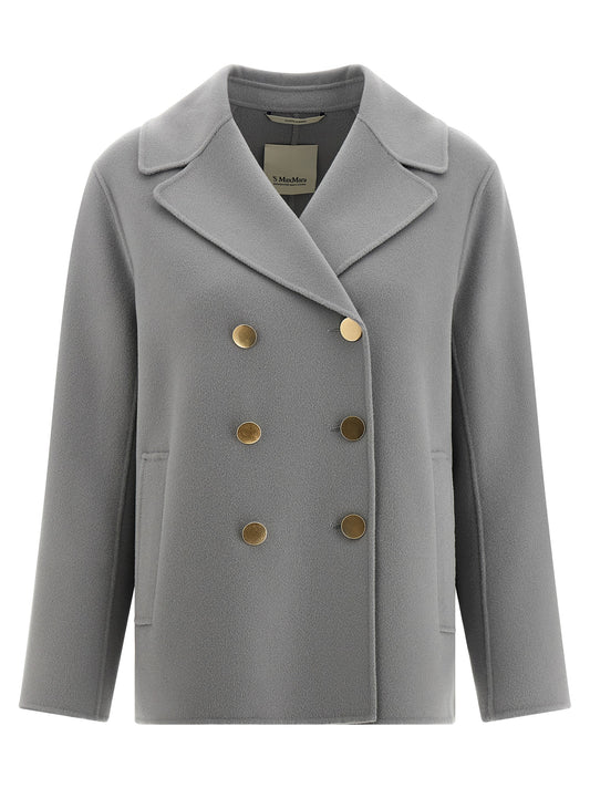 Blazer by S Max Mara for women in virgin wool gray showcases a polished silhouette, highlighted by a refined lapel neckline and polished for a sophisticated finish.