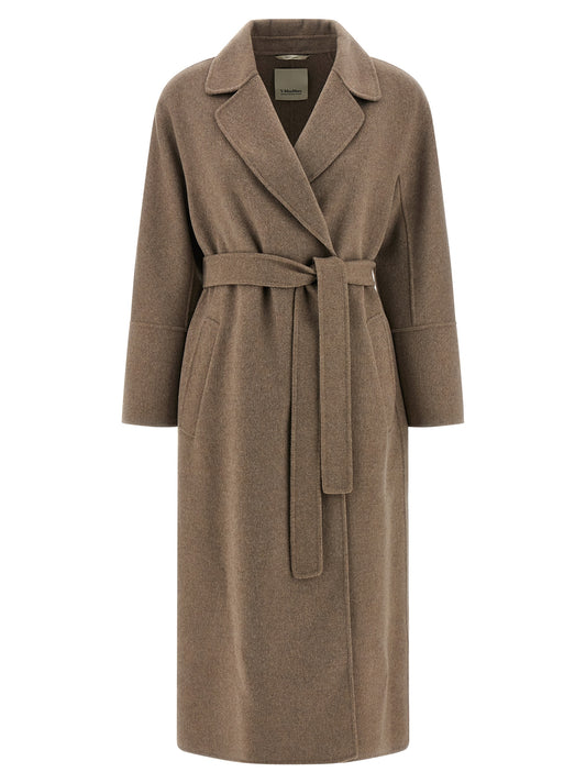 Overcoat by S Max Mara for women in virgin wool brown features a cosy chic silhouette, artfully detailed with a sophisticated lapel neckline and premium pockets for a cosy chic finish.