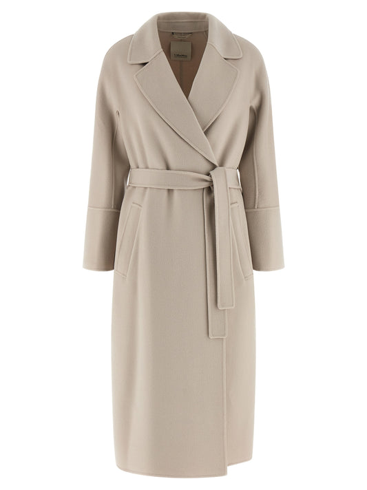 Trench Coat by S Max Mara for women in virgin wool beige showcases a contemporary silhouette, detailed with a contemporary lapel neckline and distinctive for a truly contemporary finish.