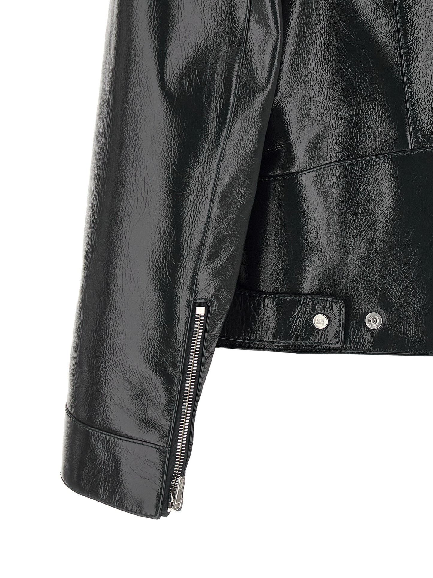 Fendi Blue Lamb Leather Leather Jacket
