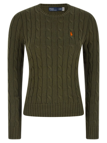 Cardigan by Polo Ralph Lauren for women in cotton bicolour, green & patterned presents a textural silhouette, artfully finished with a textural crew neckline and for a sophisticated, textural look.