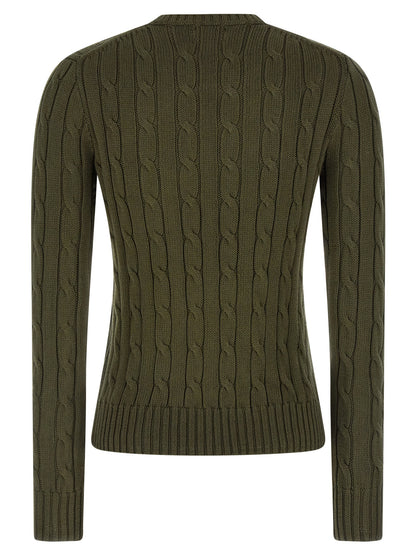 Cardigan by Polo Ralph Lauren for women in cotton bicolour, green & patterned features a nuanced silhouette with a refined crew neckline and nuanced detailing for a sophisticated look.