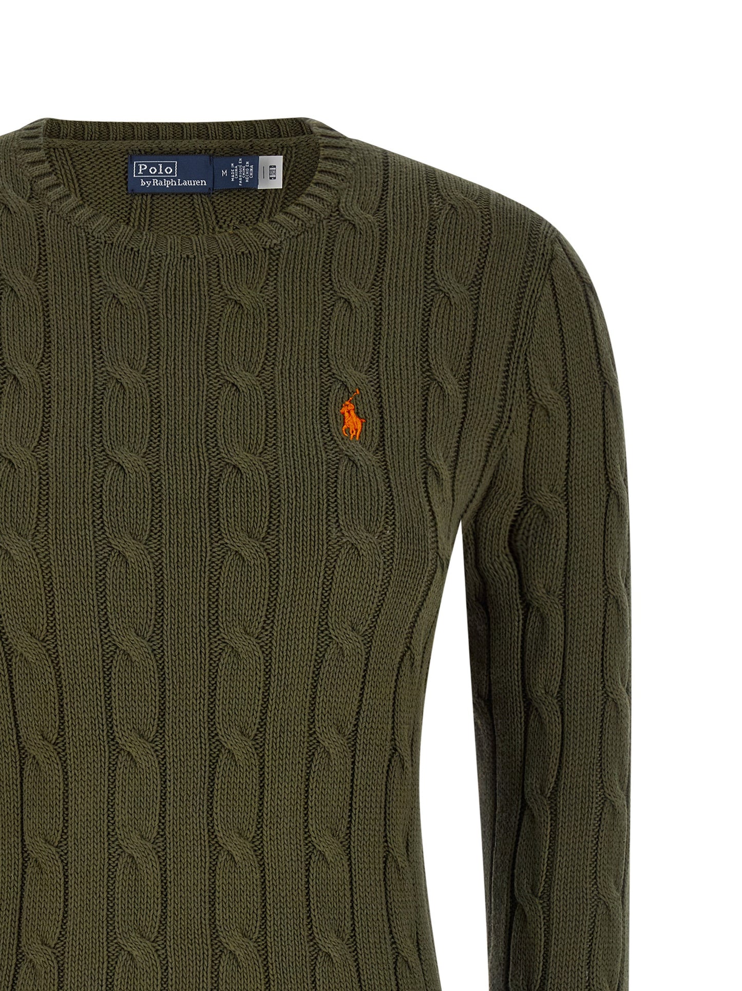Cardigan by Polo Ralph Lauren for women in cotton bicolour, green & patterned showcases a luxurious silhouette, meticulously detailed with a sophisticated crew neckline and for a refined finish.