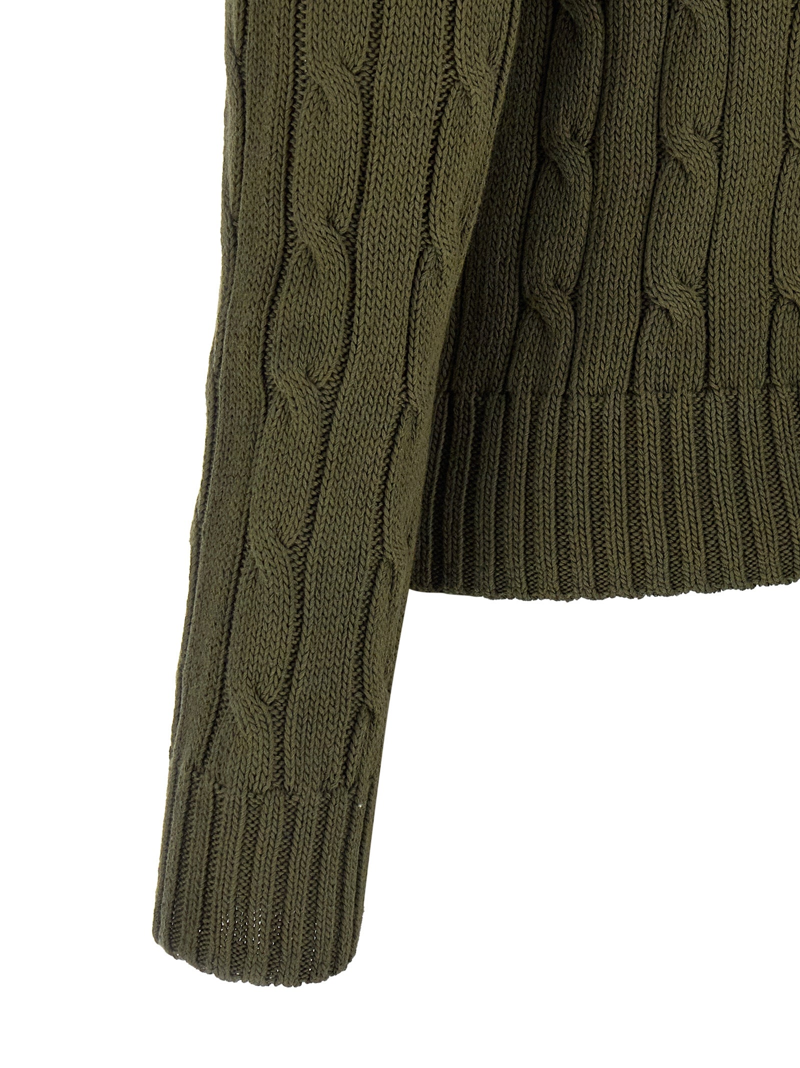 Cardigan by Polo Ralph Lauren for women in cotton bicolour, green & patterned showcases a captivating silhouette, artfully detailed with a captivating and for a truly sophisticated captivating look.