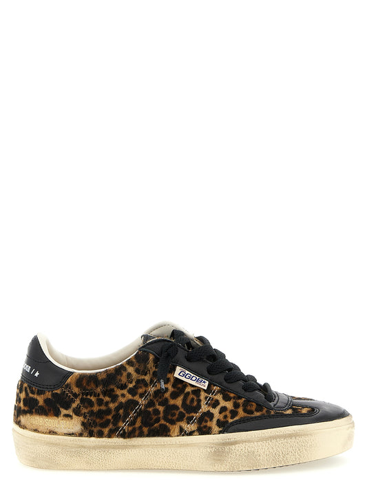 Sneakers by Golden Goose for women in cowhide leather animal, multicolor & print features a chic design, perfectly showcasing the chic low-top style of this Pony Star Women's Low Top Cowhide Leather Sneakers.