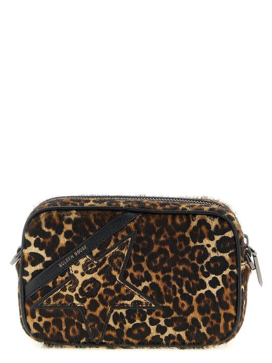 Mini Crossbody Handbag by Golden Goose for women in bos taurus calf suede leather animal, multicolor & print features a multifaceted silhouette, showcasing a secure zipper and multifaceted with versatile crossbody-strap & shoulder-strap for multifaceted style.