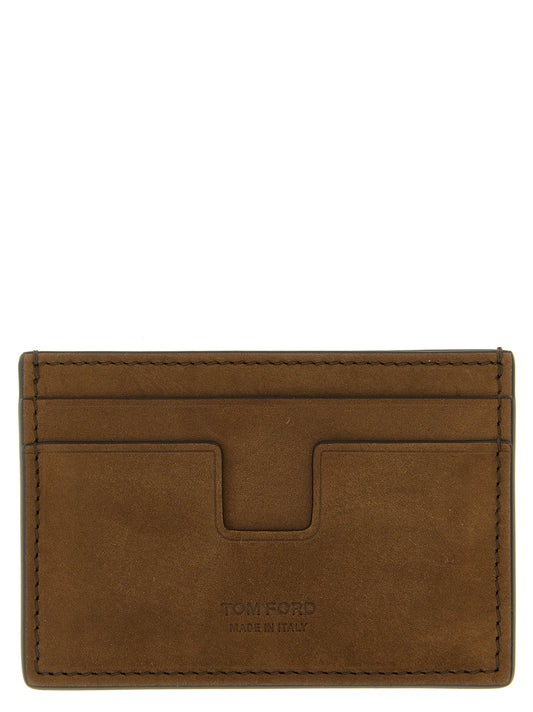 Cardholder Card Case by Tom Ford for men in suede & nubuck calfskin leather brown features an dynamic silhouette from the T Line Suede & Nubuck Calfskin Leather Cardholder Card Case collection, highlighting dynamic card-organization for a premium and sophisticated look.
