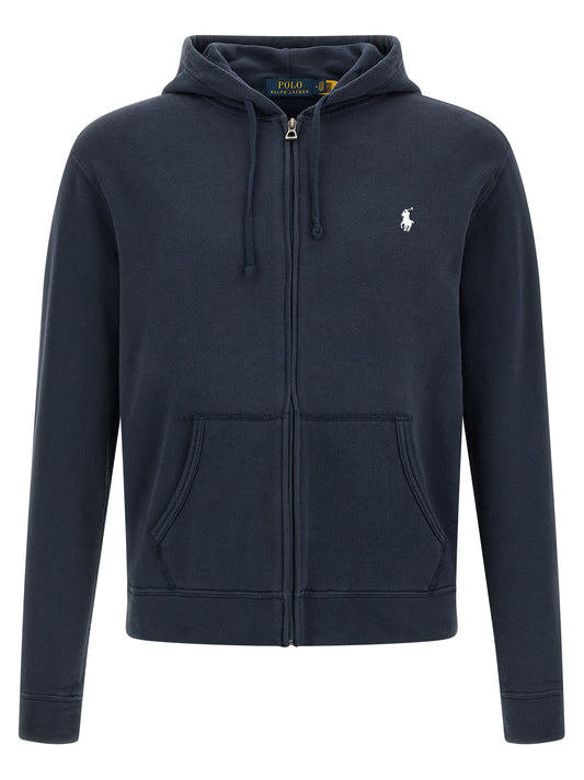 Sweatshirt Hoodie by Polo Ralph Lauren for men in cotton polyester blue features a edgy silhouette, detailed with a edgy hooded neckline and for a refined finish.