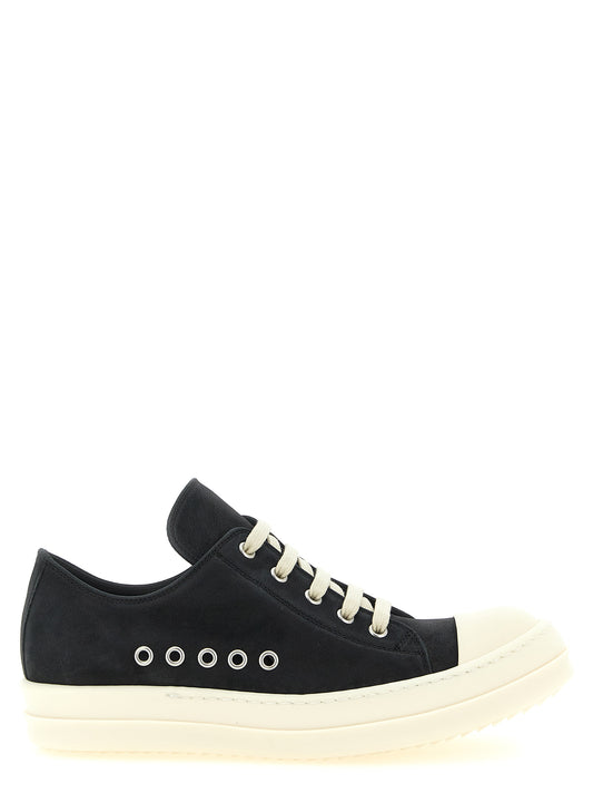 Sneakers by Rick Owens for women in bos taurus calfskin leather black features an timeless silhouette from the Women's Low Top Bos Taurus Calfskin Leather Sneakers collection, showcasing a signature low-top style with an timeless finish.