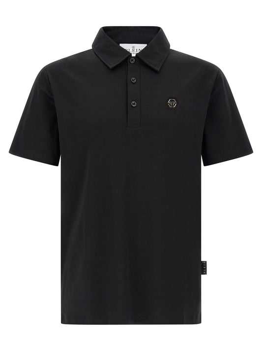 Polo Shirt by Philipp Plein for men in cotton black presents a crisp silhouette, artfully detailed with a crisp short-sleeve and crisp .