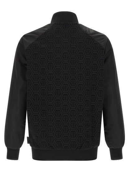 Sweatshirt by Philipp Plein for men in stretch polyester cotton black, jacquard & monogram features a unrivaled silhouette with a refined high-neck neckline and unrivaled detailing for a sophisticated look.
