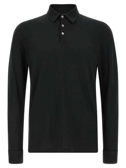 ZANONE Black Cotton Polo Shirt