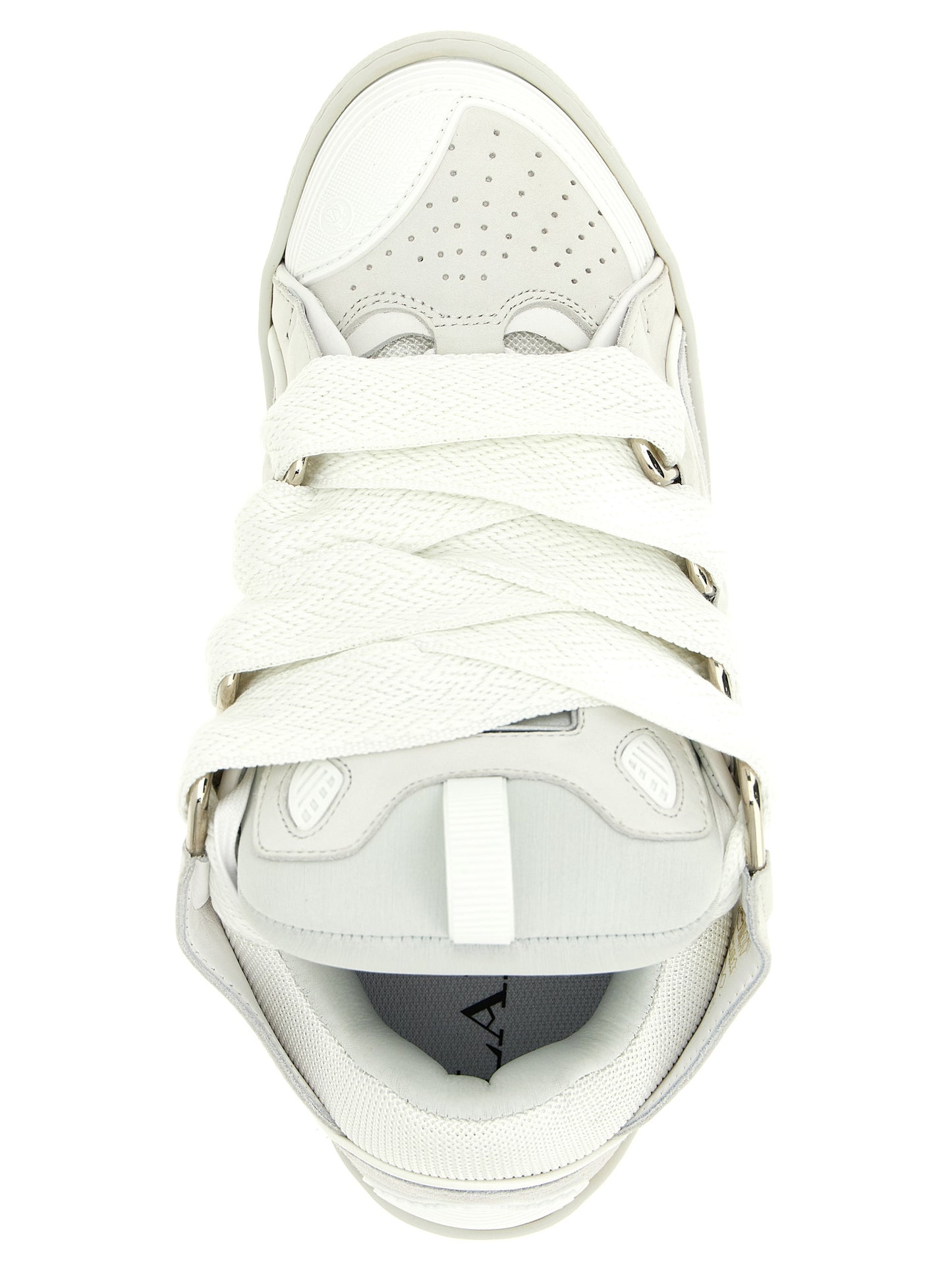 Sneakers by Lanvin for men in suede calfskin leather & polyester white & herringbone features an fashionable silhouette, showcasing the premium Men's Chunky Suede Calfskin Leather & Polyester Sneakers in a fashionable chunky style that offers a fashionable finish for refined style.