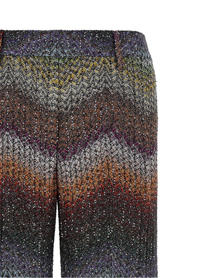 Casual Pants by Missoni for women in polyamide & viscose multicolor & patterned features a polished silhouette with a polished straight, reaching a polished long and finished with a polished .