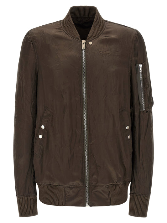 Rick Owens Men's Padded Nylon & Cupro Bomber Jacket - Brown Copper